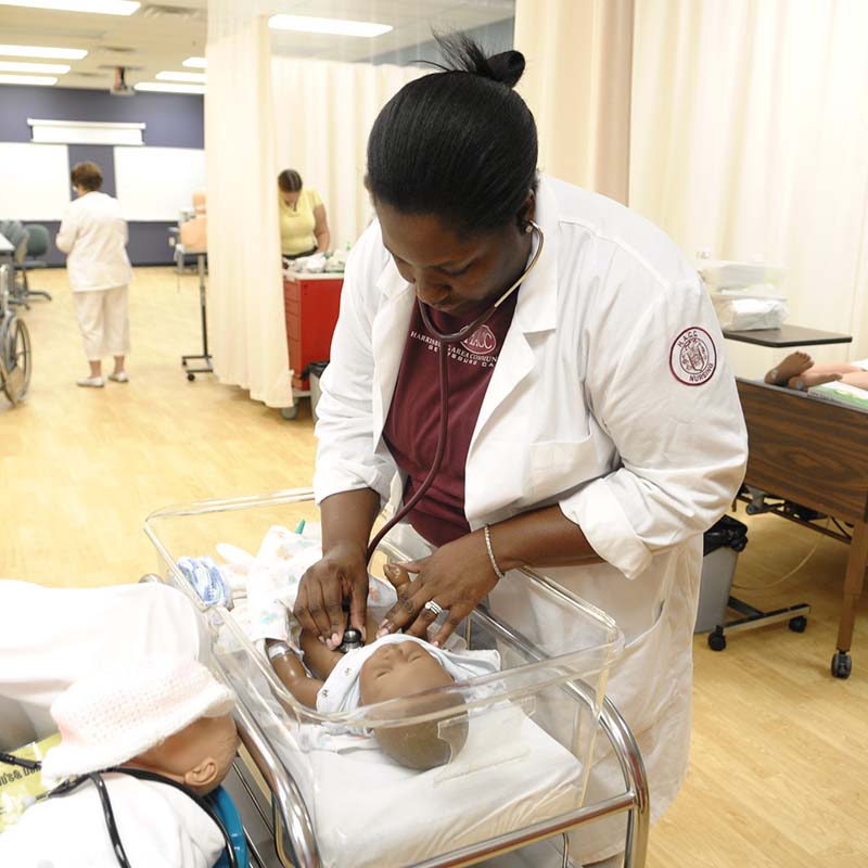 female health student in class